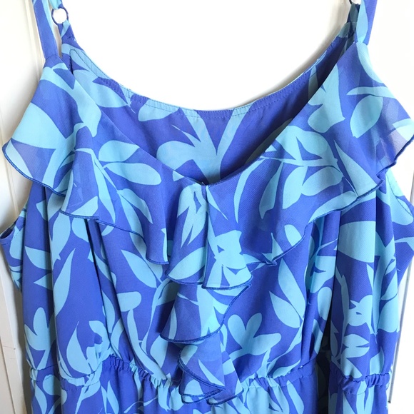 LANE BRYANT Floral Maxi Dress Ruffled Blue Sundress Women’s Plus Size 18/20 1X - Picture 2 of 16